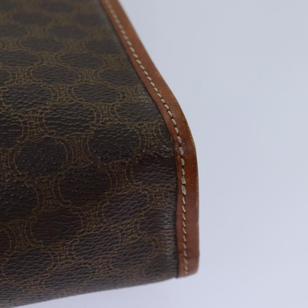 Celine Macadam Canvas Clutch Bag PVC Leather Brown Gold Auth bs17007