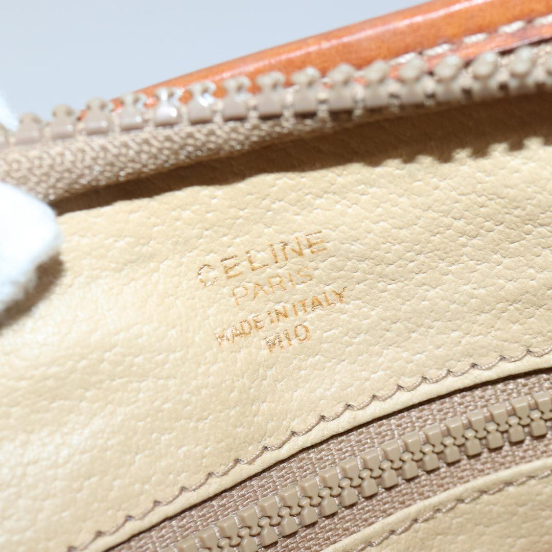 Celine Macadam Canvas Clutch Bag PVC Leather Brown Gold Auth bs17007