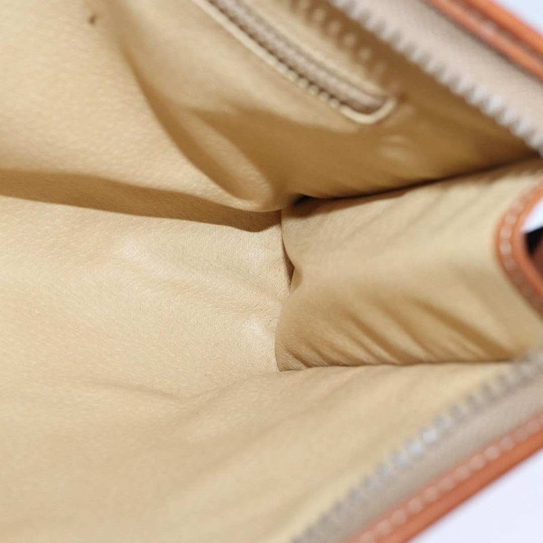 Top Quality Celine Macadam Canvas Clutch Bag PVC Leather Brown Gold Auth bs17007