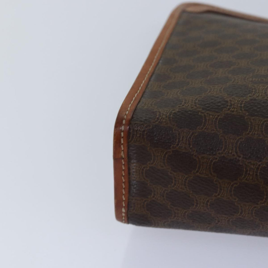 Celine Macadam Canvas Clutch Bag PVC Leather Brown Gold Auth bs17007