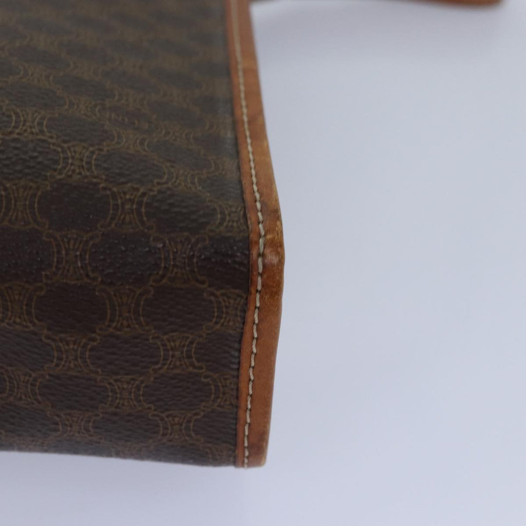 Celine Macadam Canvas Clutch Bag PVC Leather Brown Gold Auth bs17007