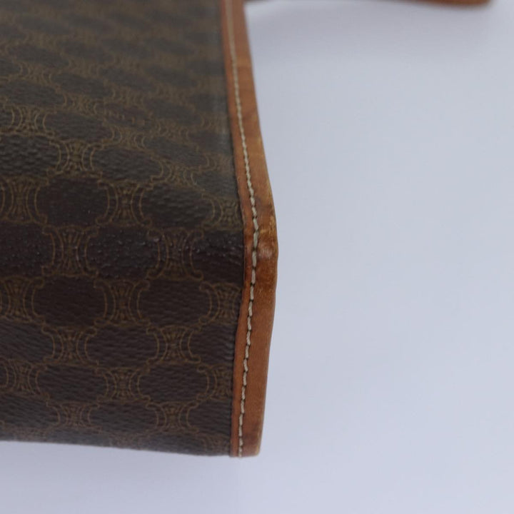Celine Macadam Canvas Clutch Bag PVC Leather Brown Gold Auth bs17007