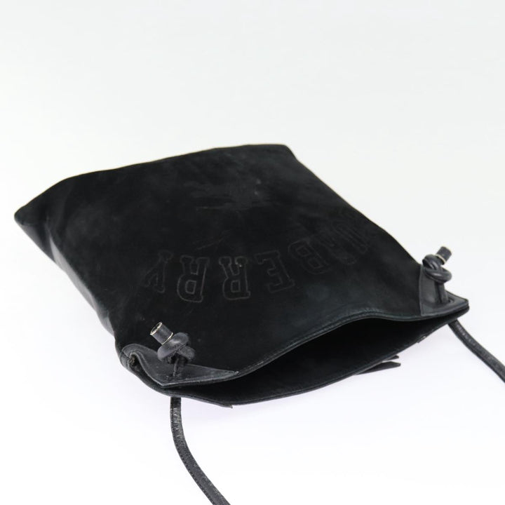 Burberry Blue Label Shoulder Bag Suede Leather Black Auth bs17023