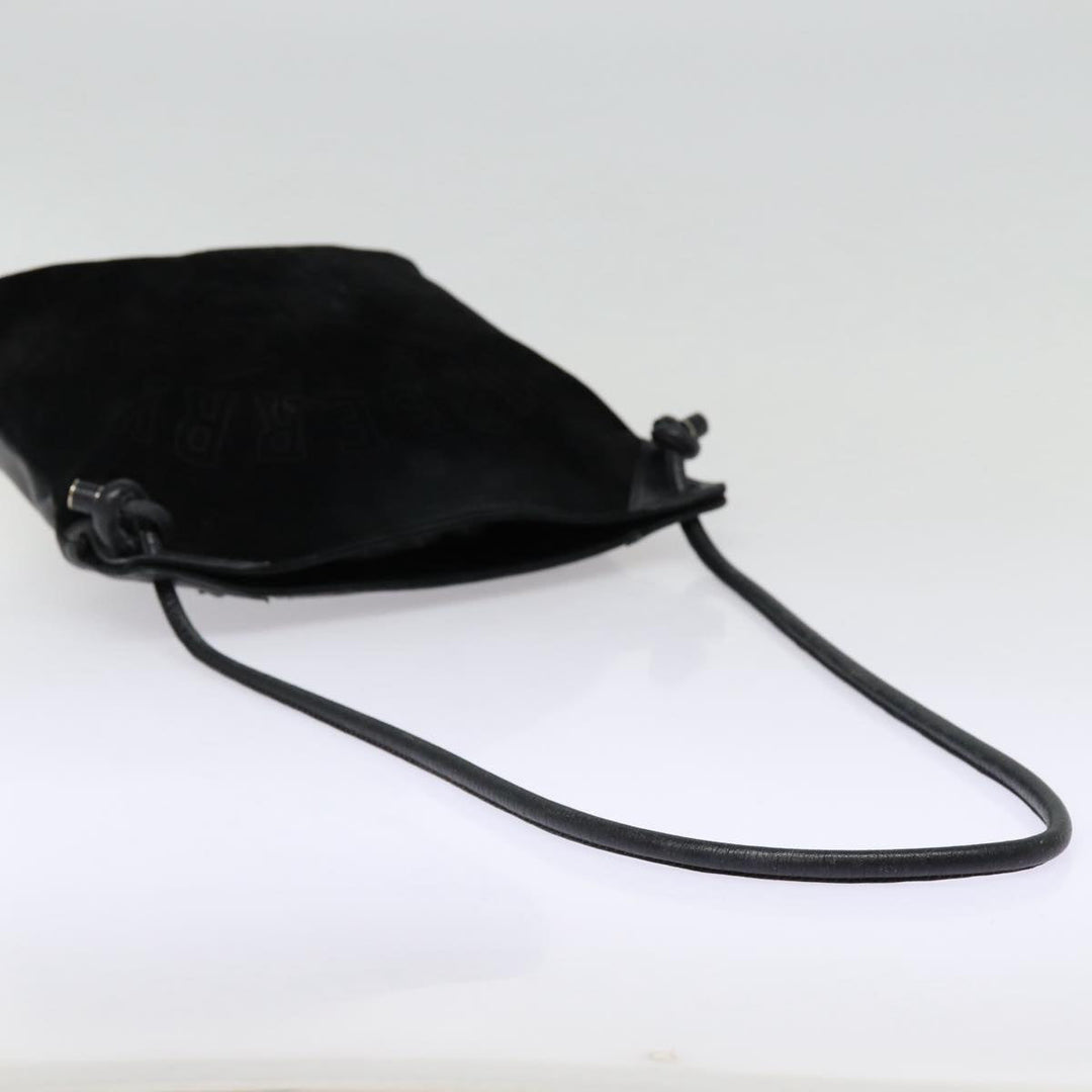 Burberry Blue Label Shoulder Bag Suede Leather Black Auth bs17023