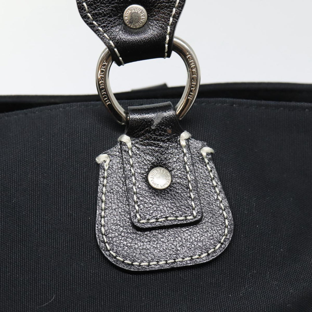 Burberry Blue Label Tote Bag Canvas Leather Black Silver Auth bs17025