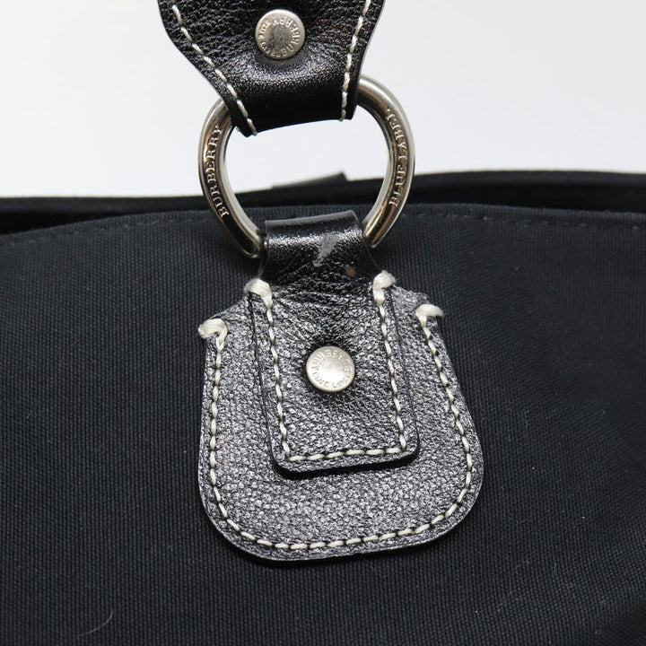 Burberry Blue Label Tote Bag Canvas Leather Black Silver Auth bs17025
