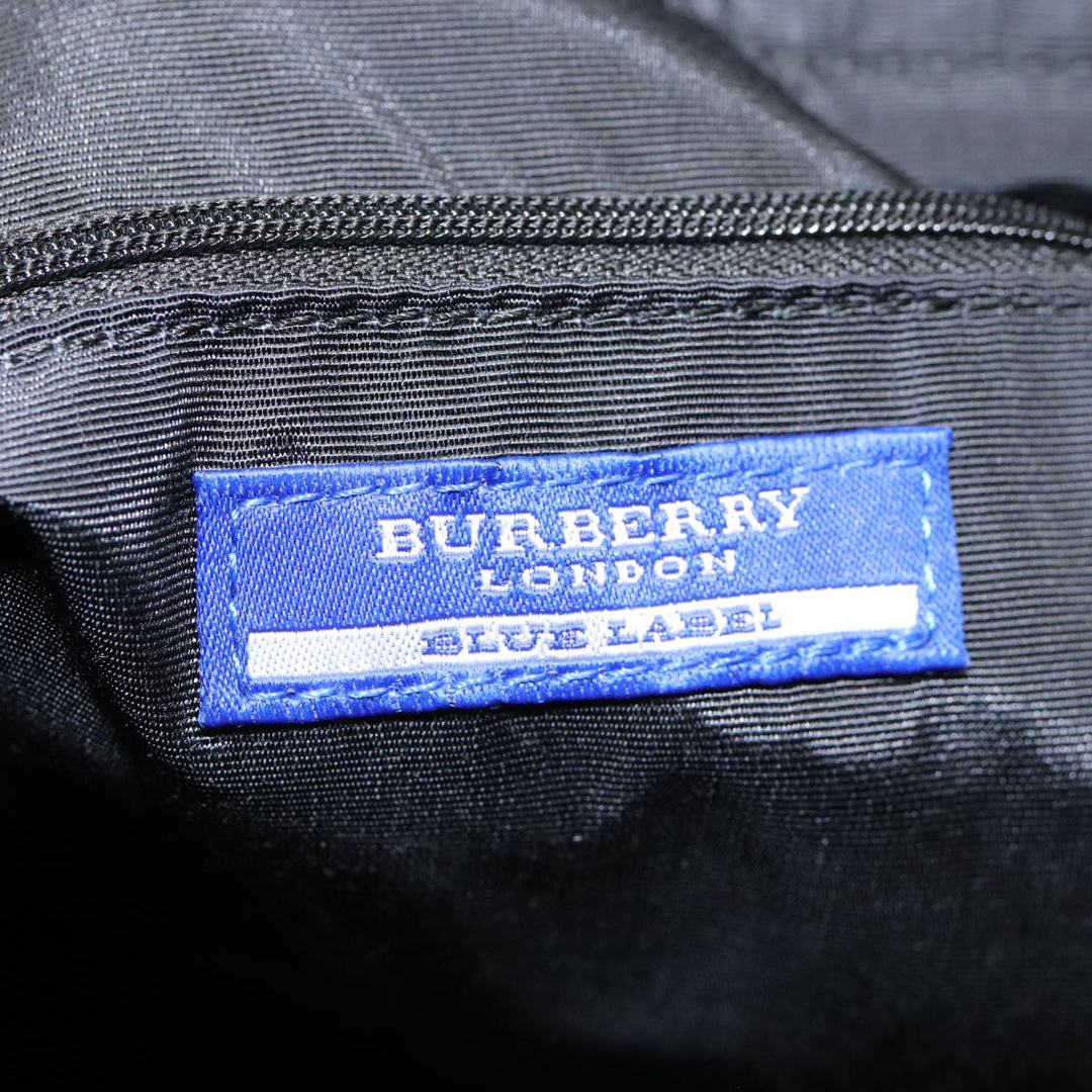 Burberry Blue Label Tote Bag Canvas Leather Black Silver Auth bs17025