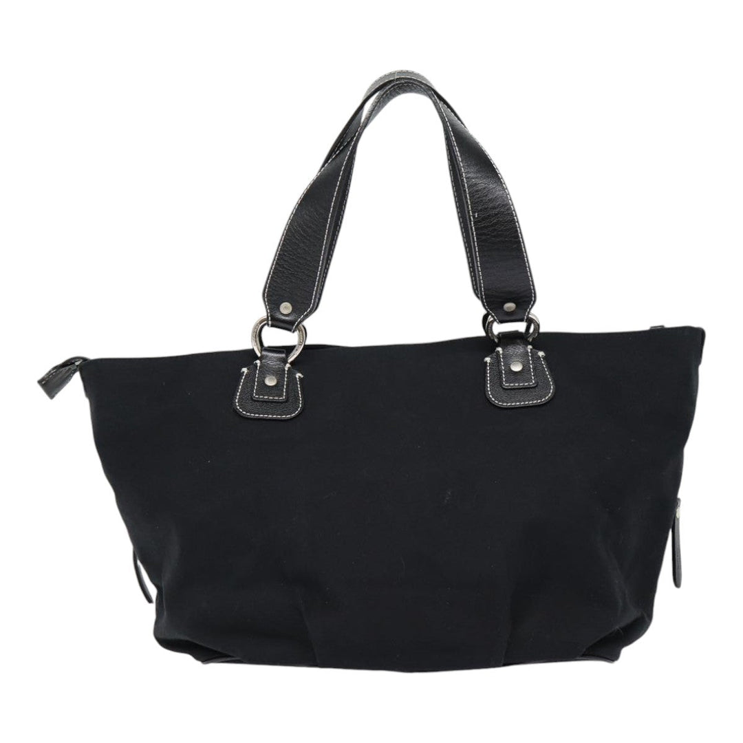 Burberry Blue Label Tote Bag Canvas Leather Black Silver Auth bs17025