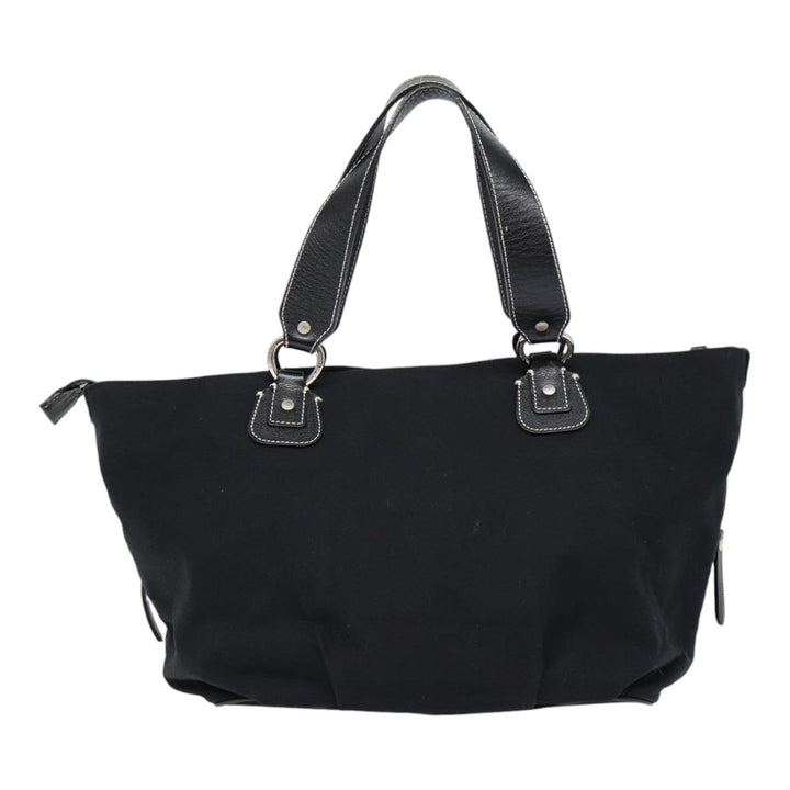 Burberry Blue Label Tote Bag Canvas Leather Black Silver Auth bs17025
