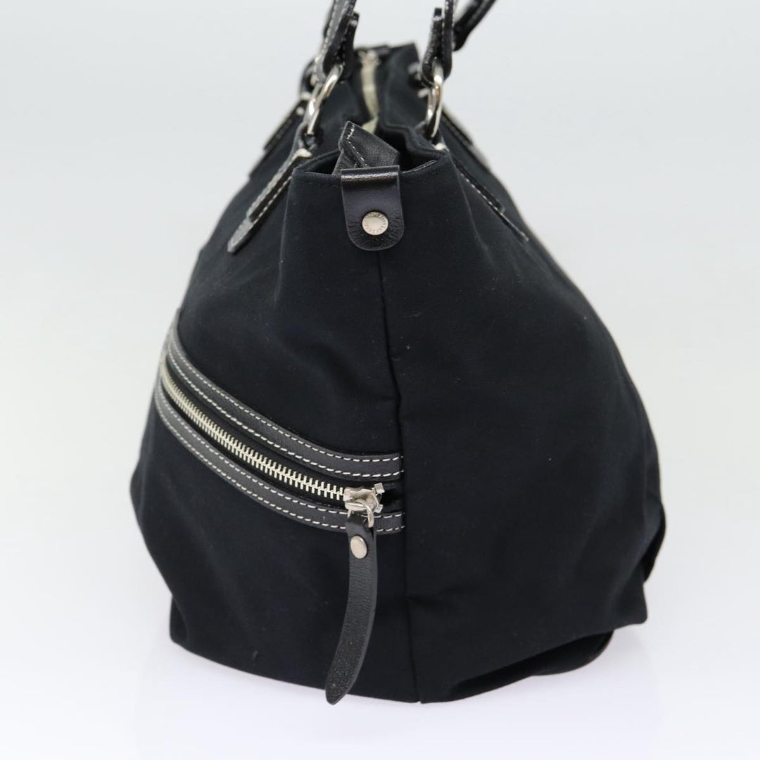 Burberry Blue Label Tote Bag Canvas Leather Black Silver Auth bs17025