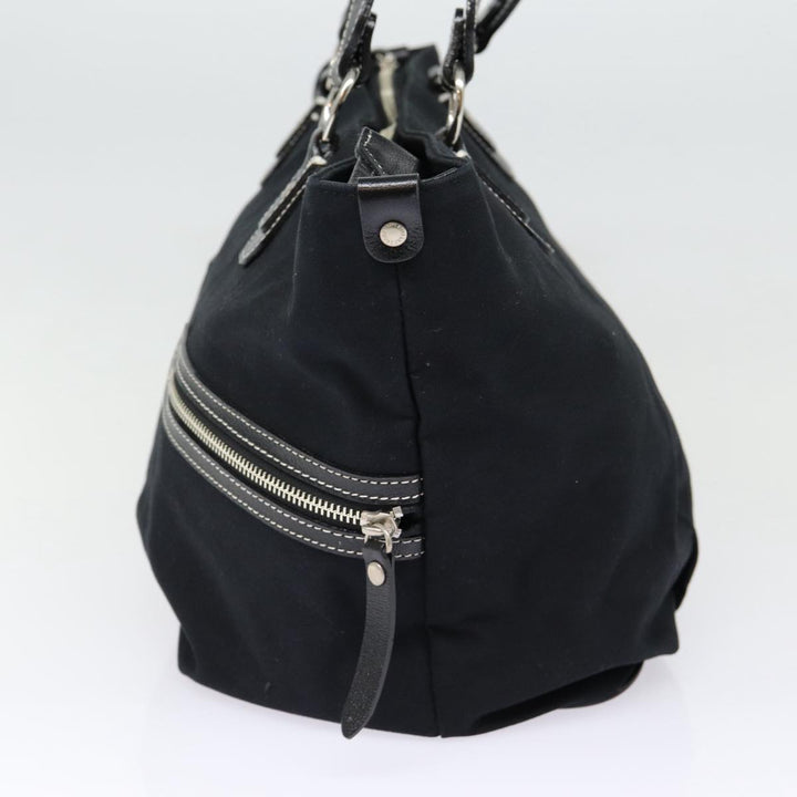 Burberry Blue Label Tote Bag Canvas Leather Black Silver Auth bs17025