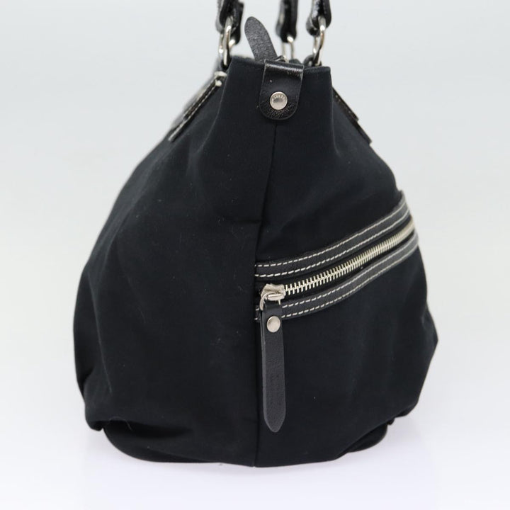 Burberry Blue Label Tote Bag Canvas Leather Black Silver Auth bs17025