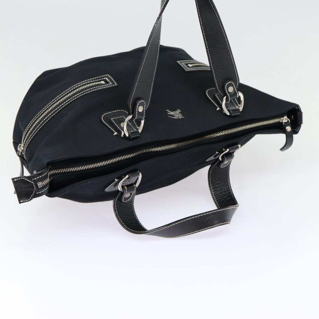 Burberry Blue Label Tote Bag Canvas Leather Black Silver Auth bs17025