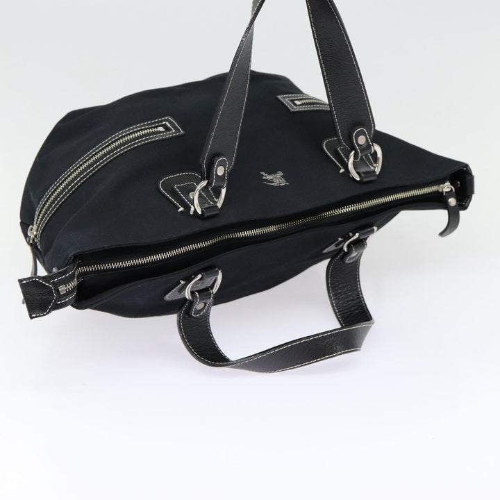 Burberry Blue Label Tote Bag Canvas Leather Black Silver Auth bs17025