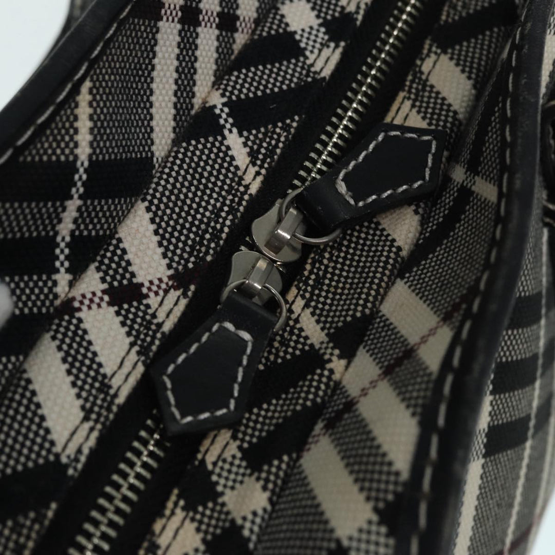Burberry Nova Check Blue Label Hand Bag Canvas Leather Beige Silver Auth bs17027