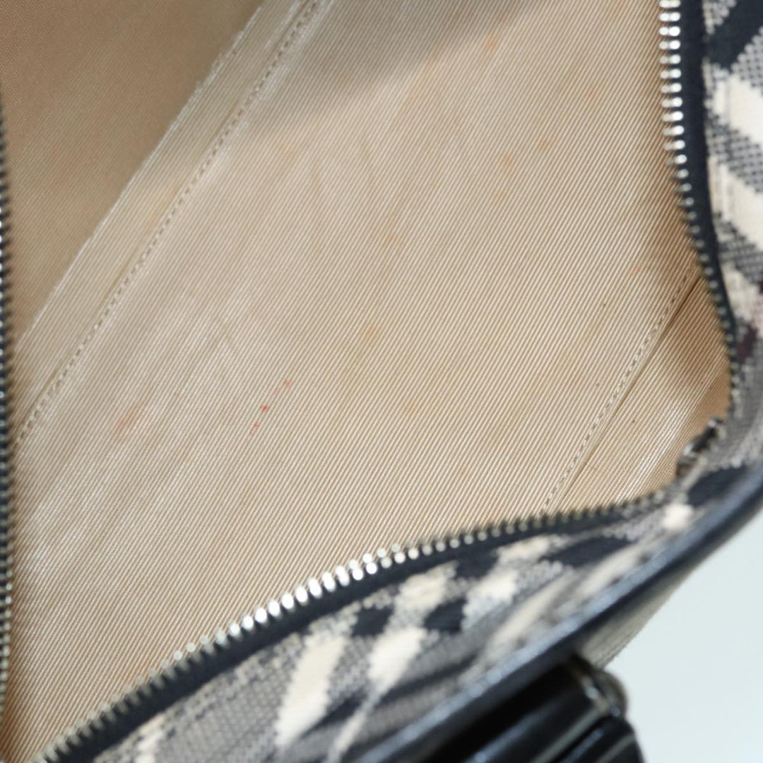 Burberry Nova Check Blue Label Hand Bag Canvas Leather Beige Silver Auth bs17027