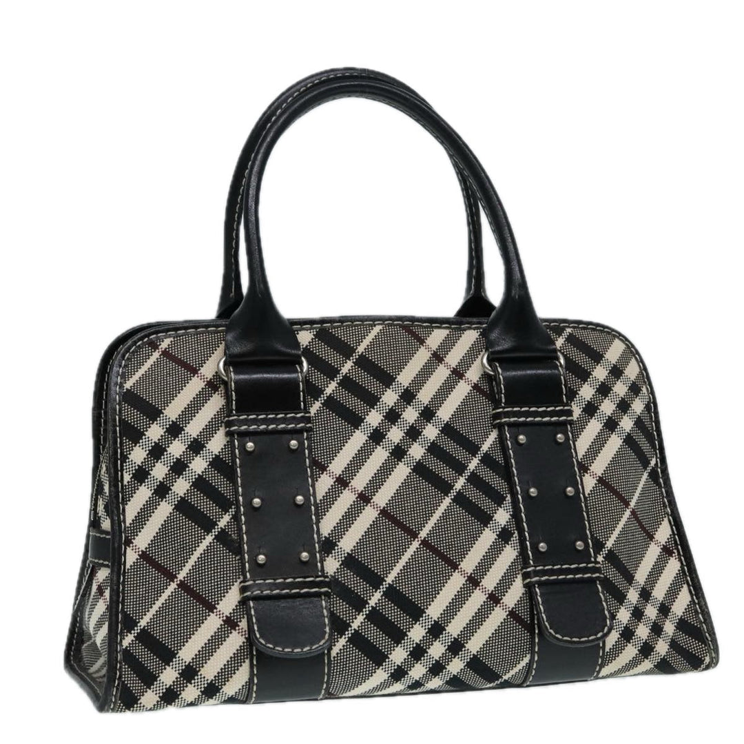 Burberry Nova Check Blue Label Hand Bag Canvas Leather Beige Silver Auth bs17027