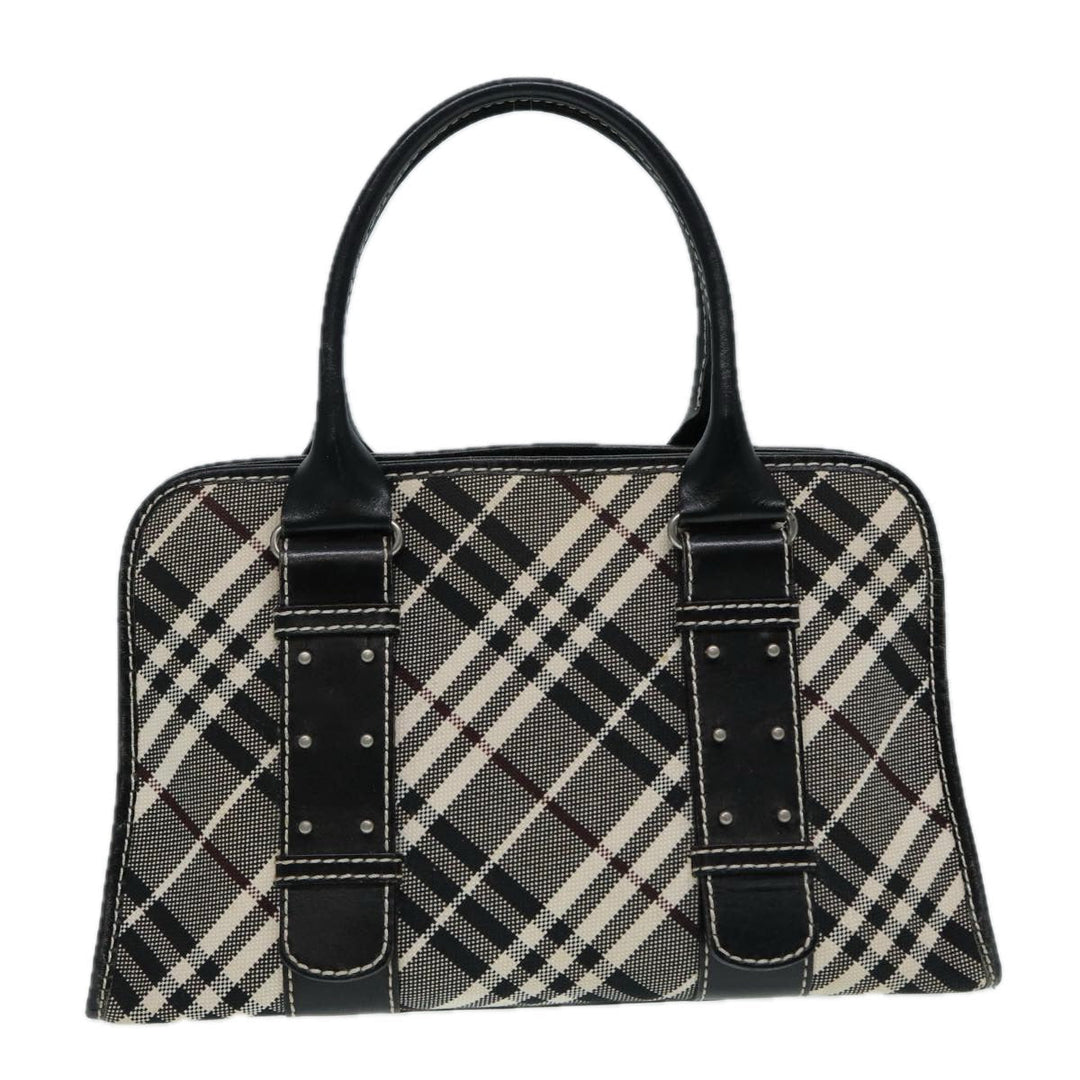 Burberry Nova Check Blue Label Hand Bag Canvas Leather Beige Silver Auth bs17027