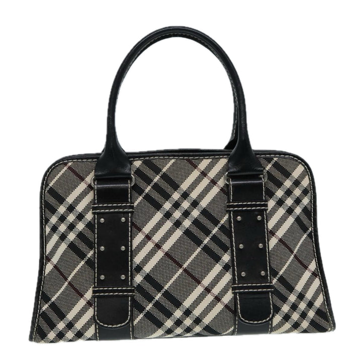 Burberry Nova Check Blue Label Hand Bag Canvas Leather Beige Silver Auth bs17027
