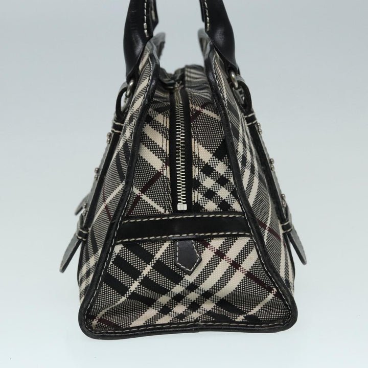 Burberry Nova Check Blue Label Hand Bag Canvas Leather Beige Silver Auth bs17027