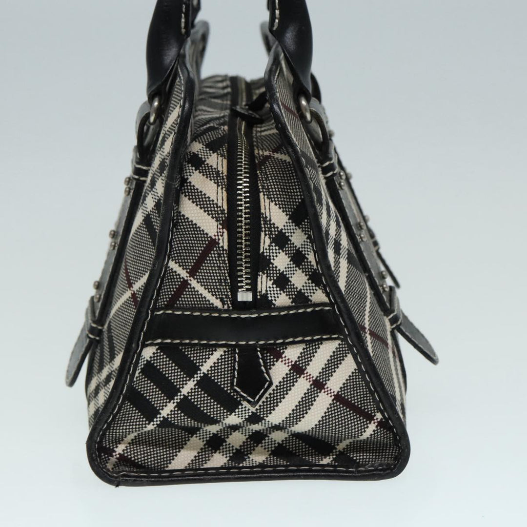 Burberry Nova Check Blue Label Hand Bag Canvas Leather Beige Silver Auth bs17027