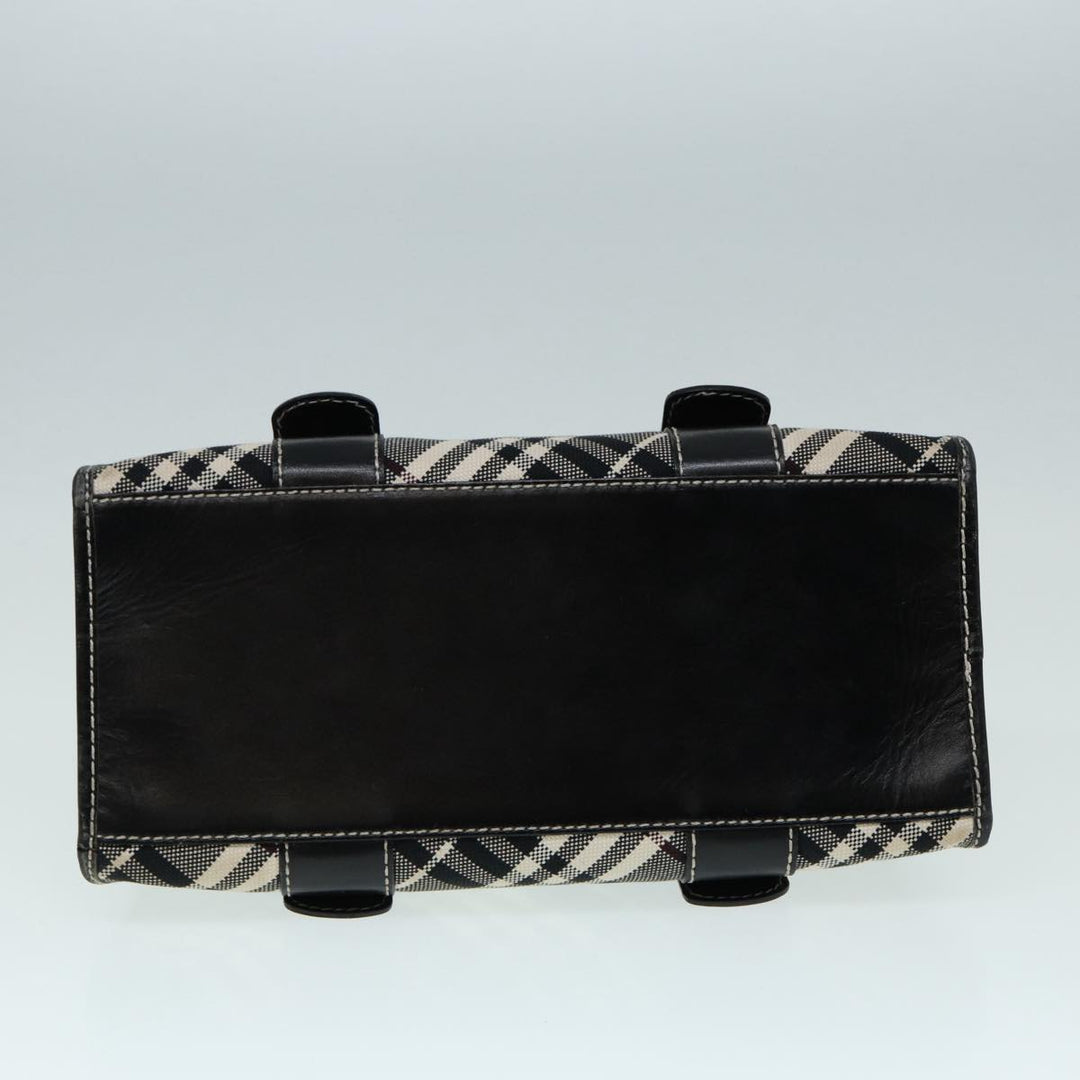Burberry Nova Check Blue Label Hand Bag Canvas Leather Beige Silver Auth bs17027