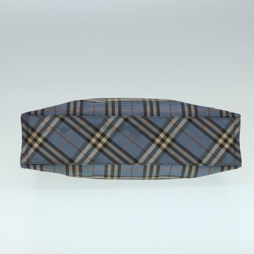 Burberry Nova Check Blue Label Hand Bag Nylon Blue Brown Silver Auth bs17028