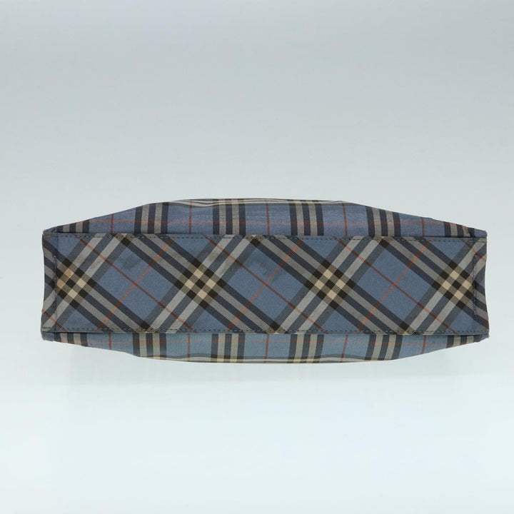 Burberry Nova Check Blue Label Hand Bag Nylon Blue Brown Silver Auth bs17028