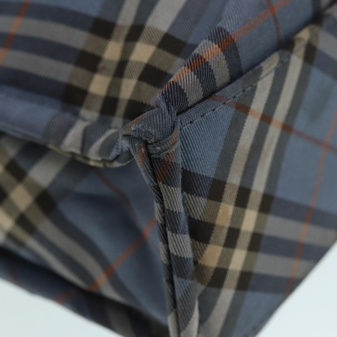 Burberry Nova Check Blue Label Hand Bag Nylon Blue Brown Silver Auth bs17028