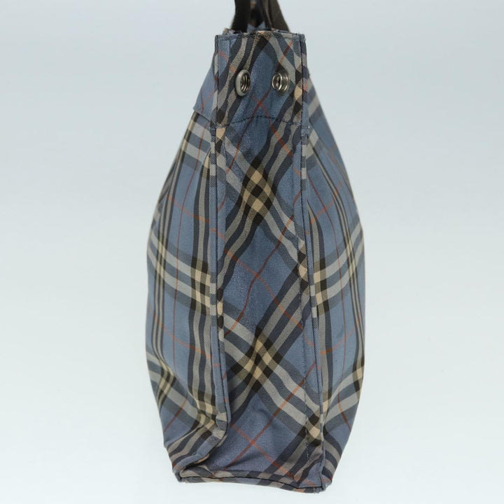 Burberry Nova Check Blue Label Hand Bag Nylon Blue Brown Silver Auth bs17028