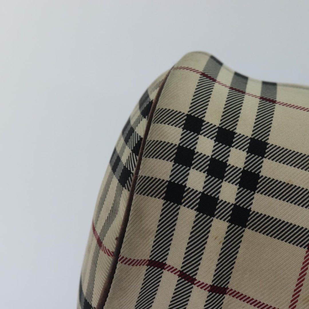 Top Quality Burberry Nova Check Hand Bag Canvas Beige Silver Auth bs17030