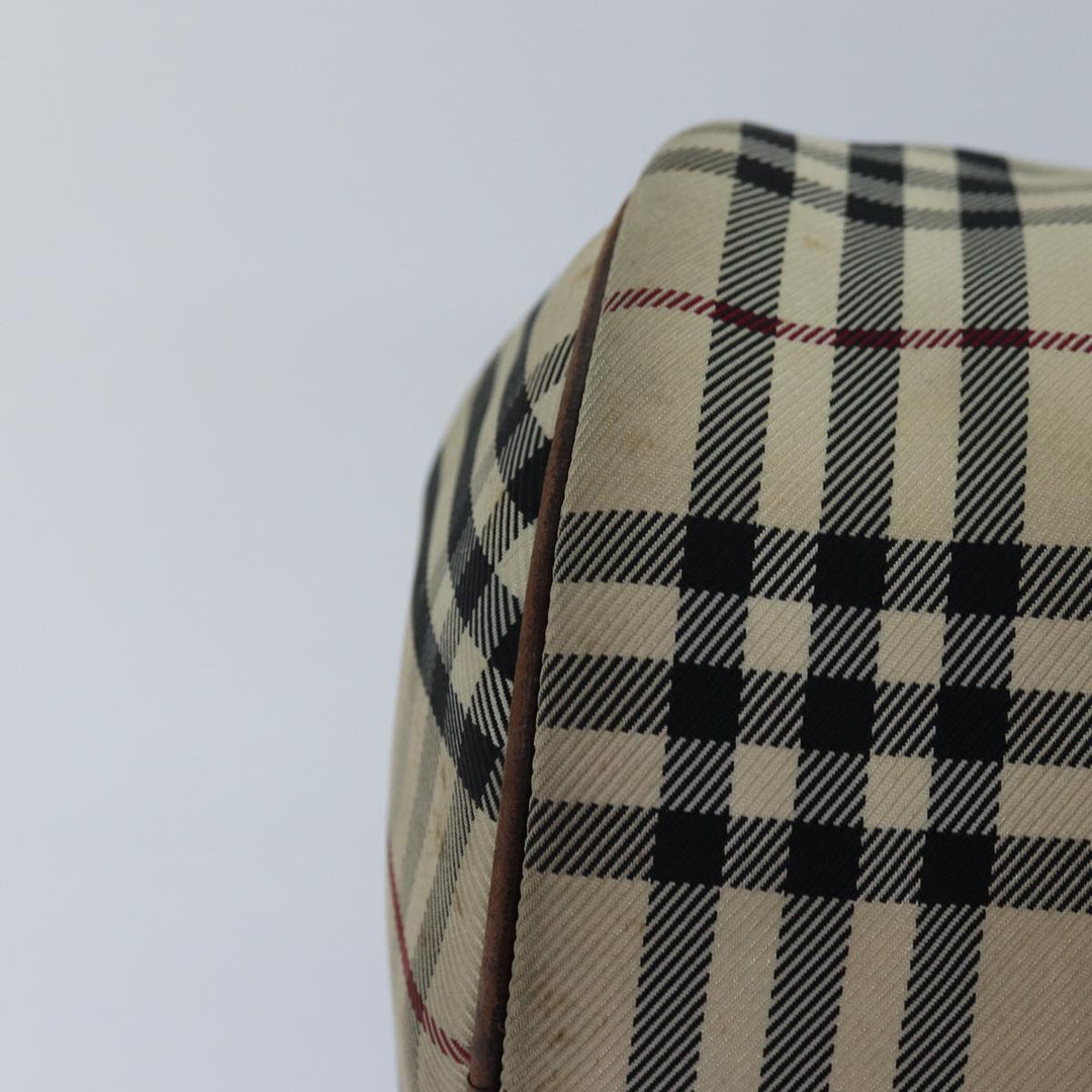 Burberry Nova Check Hand Bag Canvas Beige Silver Auth bs17030