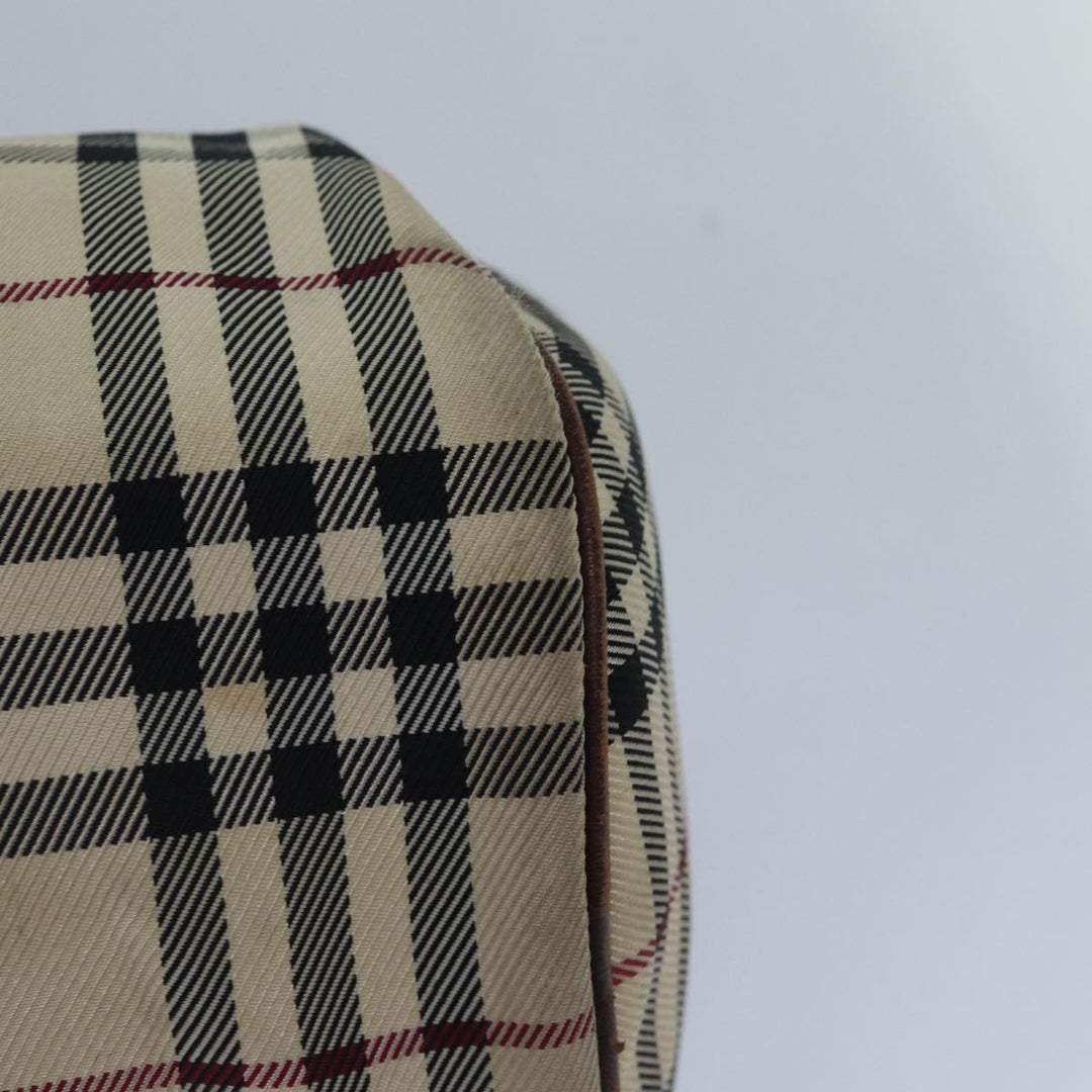 Burberry Nova Check Hand Bag Canvas Beige Silver Auth bs17030