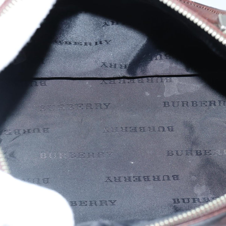 Burberry Nova Check Hand Bag Canvas Beige Silver Auth bs17030