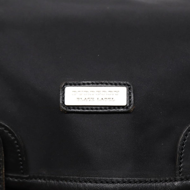 Burberry Nova Check Black label Shoulder Bag Nylon Black Silver Auth bs17031