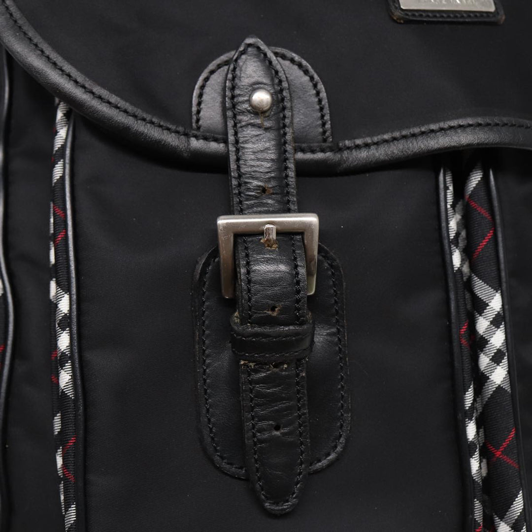 Burberry Nova Check Black label Shoulder Bag Nylon Black Silver Auth bs17031