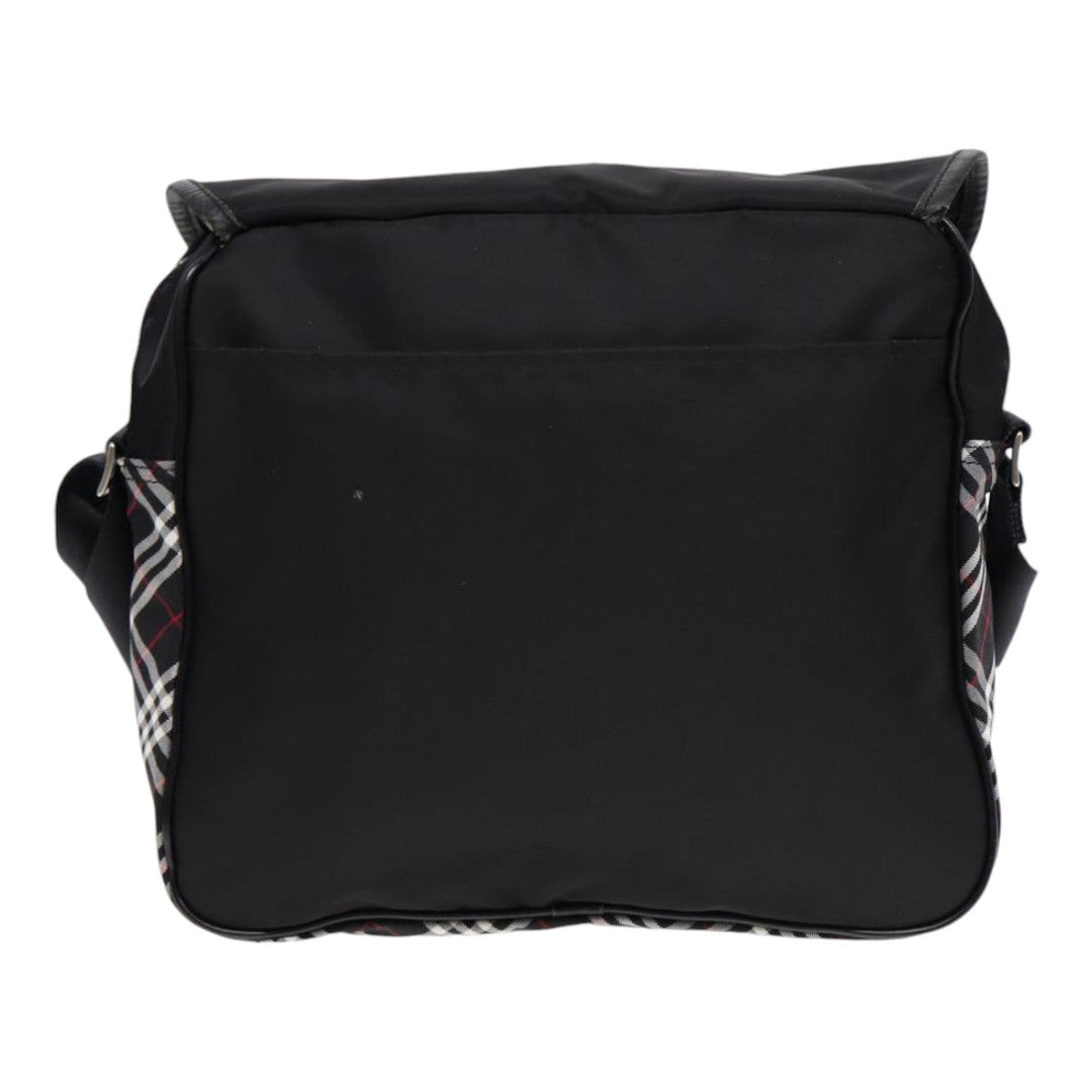 Burberry Nova Check Black label Shoulder Bag Nylon Black Silver Auth bs17031