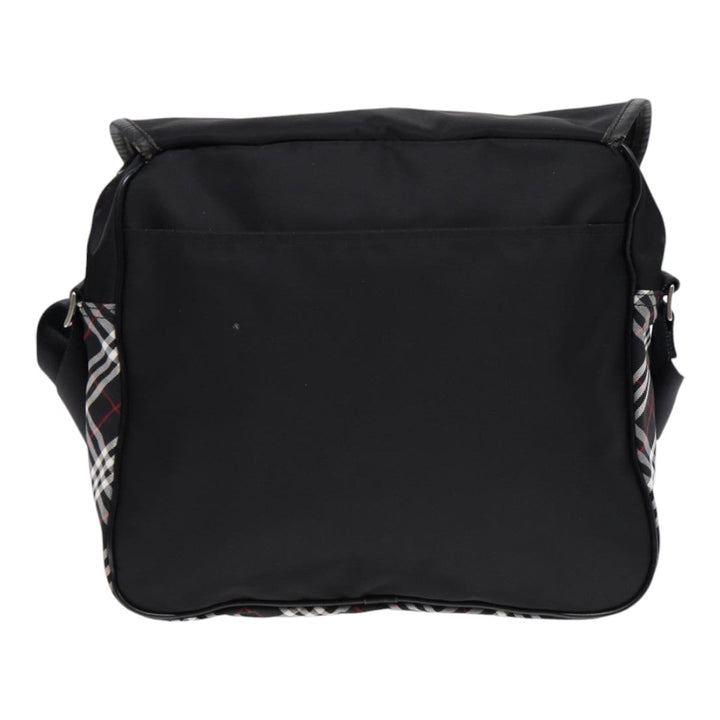 Burberry Nova Check Black label Shoulder Bag Nylon Black Silver Auth bs17031