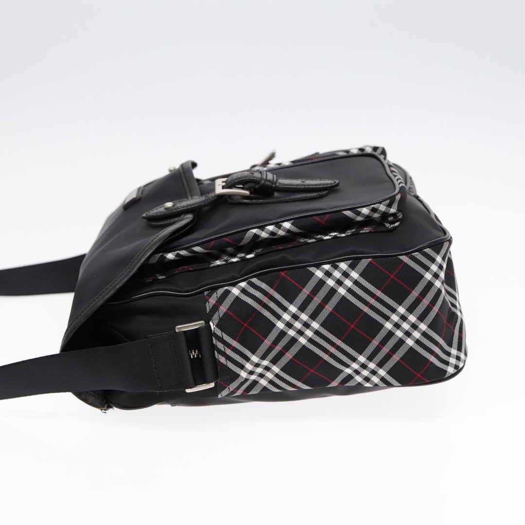 Burberry Nova Check Black label Shoulder Bag Nylon Black Silver Auth bs17031