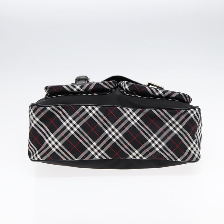 Burberry Nova Check Black label Shoulder Bag Nylon Black Silver Auth bs17031