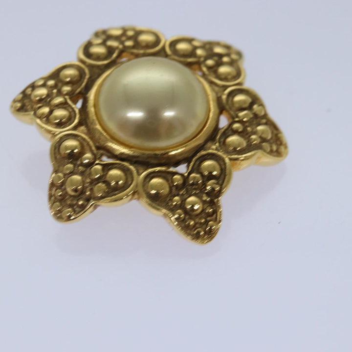 Chanel Brooch Metal Gold Tone CC Auth bs17053