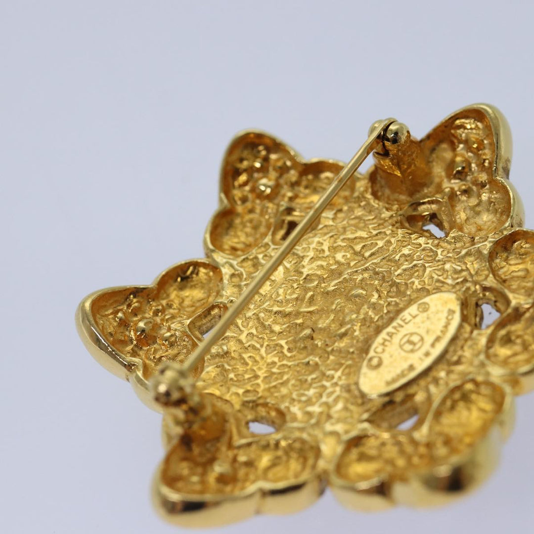 Chanel Brooch Metal Gold Tone CC Auth bs17053