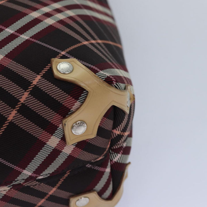 Burberry Nova Check Blue Label Tote Bag Canvas Red Silver Auth bs17113