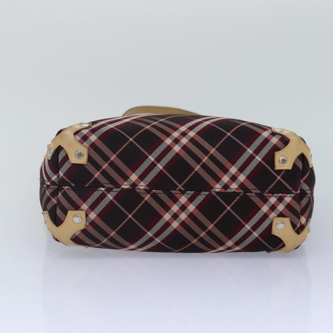 Burberry Nova Check Blue Label Tote Bag Canvas Red Silver Auth bs17113