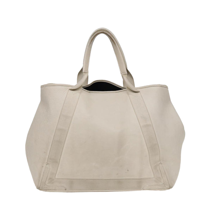 Top Quality Balenciaga Navy Cabas Hand Bag Leather White Silver 339936 Auth bs17140
