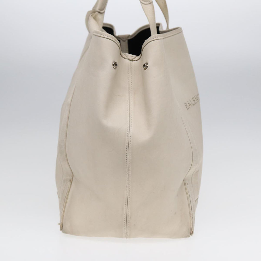 Top Quality Balenciaga Navy Cabas Hand Bag Leather White Silver 339936 Auth bs17140