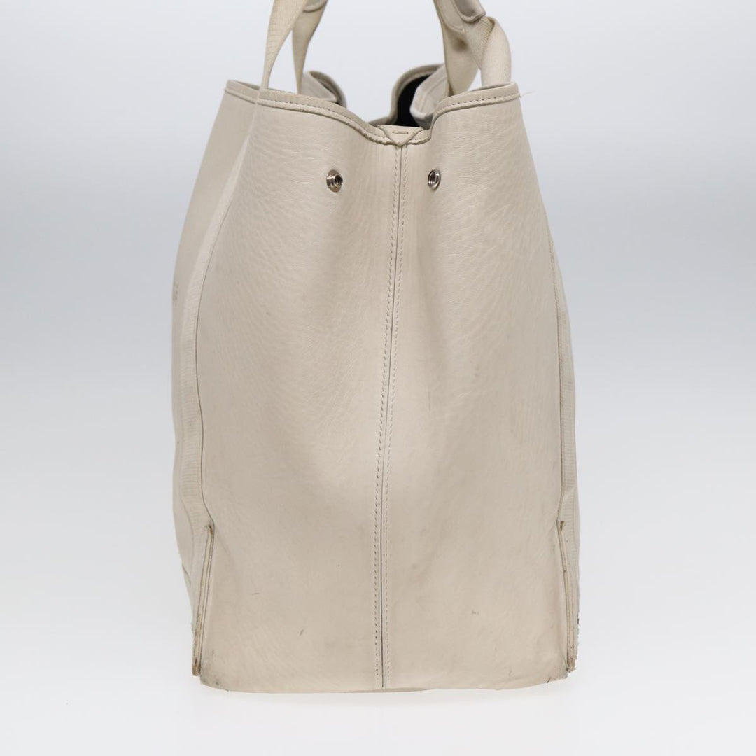 Top Quality Balenciaga Navy Cabas Hand Bag Leather White Silver 339936 Auth bs17140