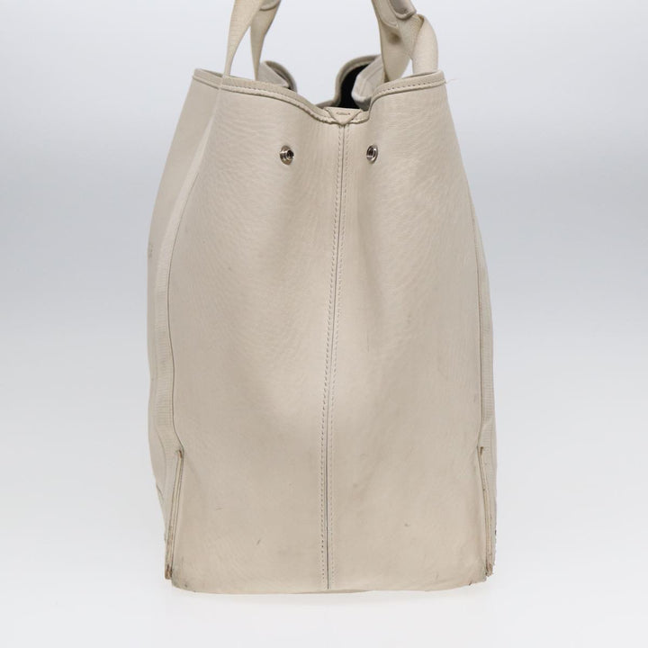 Top Quality Balenciaga Navy Cabas Hand Bag Leather White Silver 339936 Auth bs17140