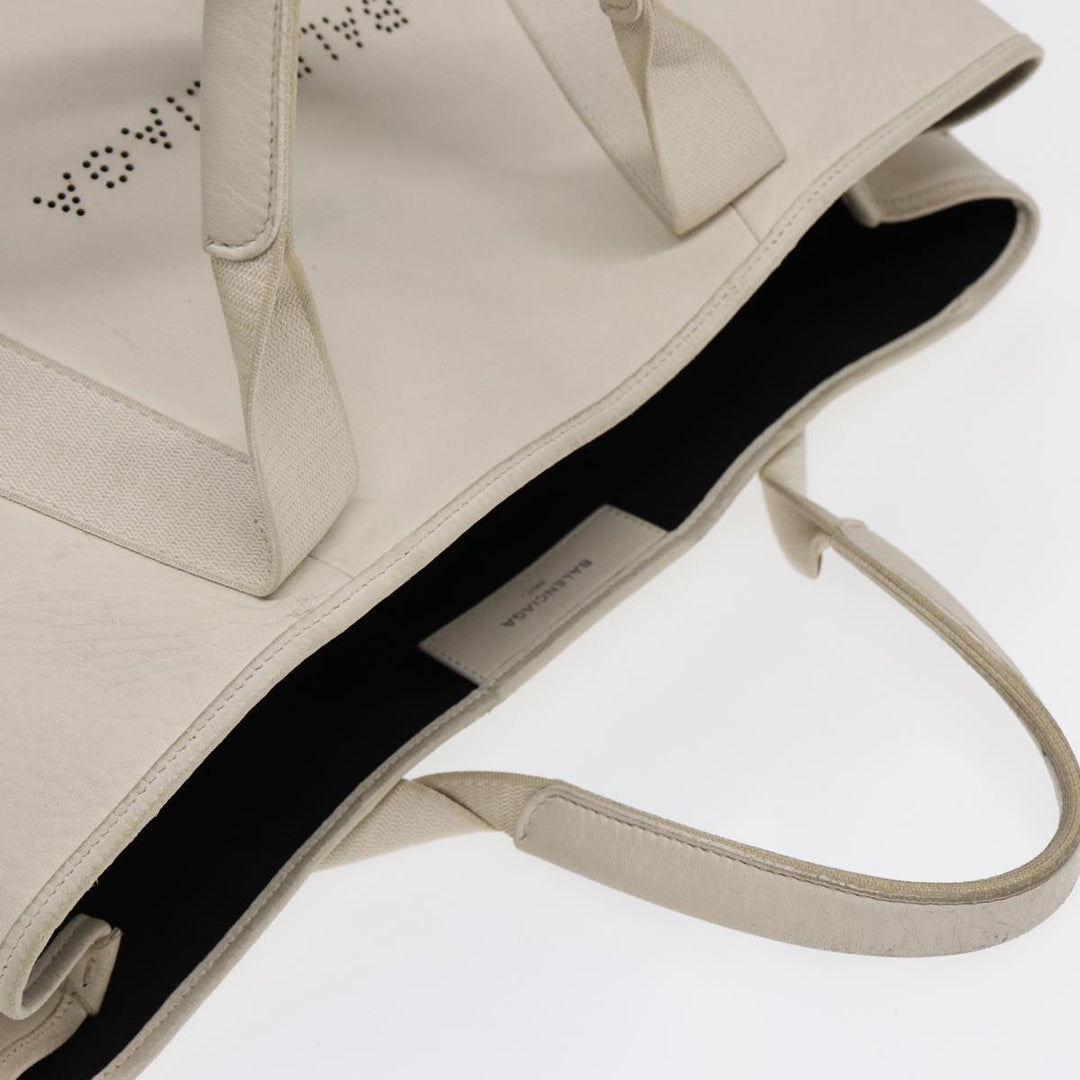 Top Quality Balenciaga Navy Cabas Hand Bag Leather White Silver 339936 Auth bs17140