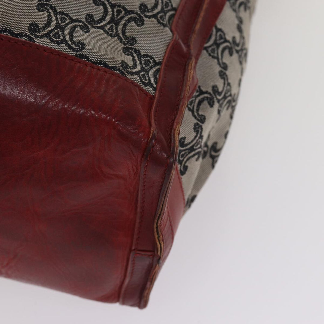 Celine Paris Macadam Canvas Tote Bag 2way Gray Red gold Auth bs17152
